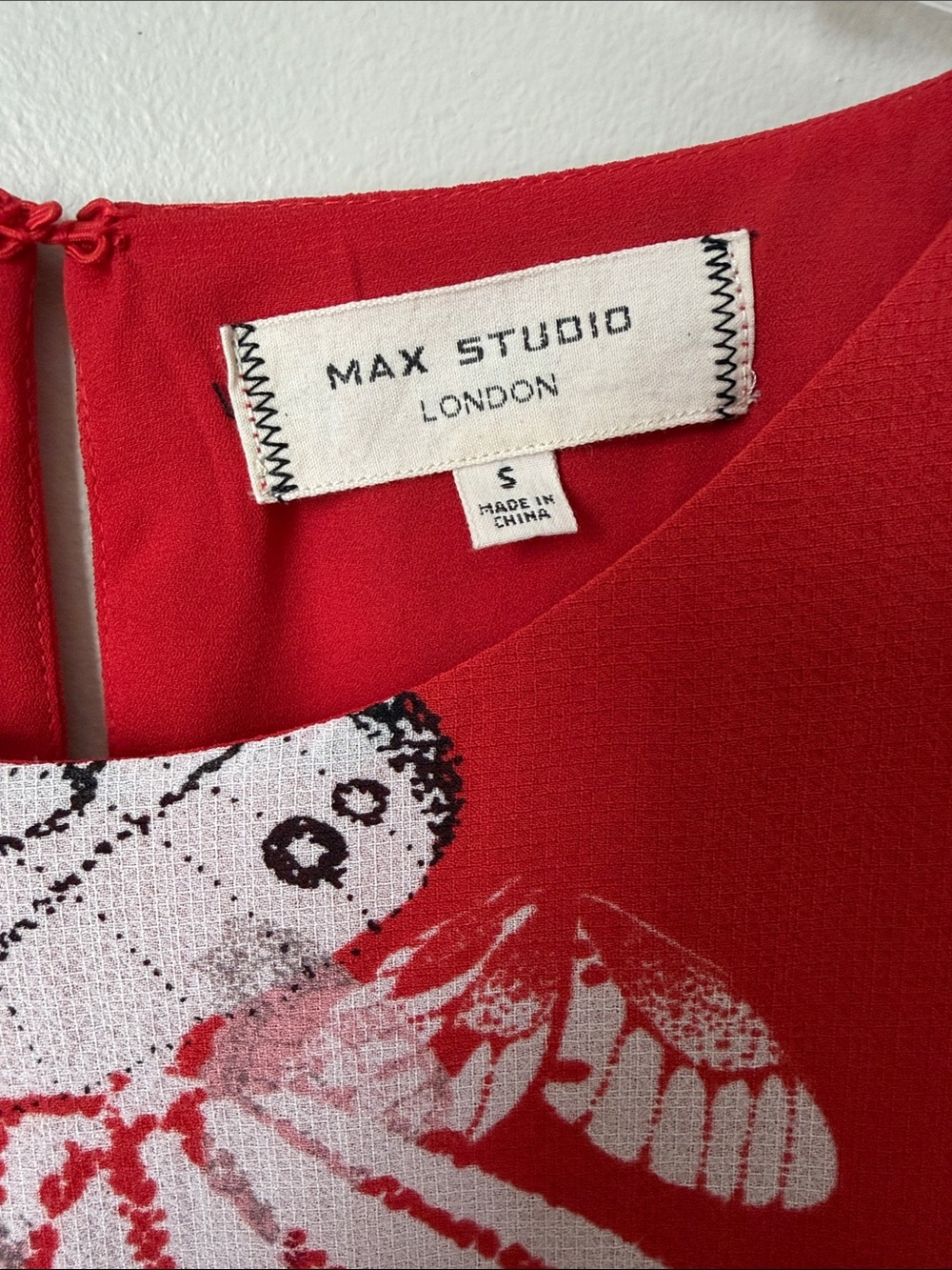 Max Studio Red Butterfly Print Ruffle-Sleeve Dress - Picture 2 of 6
